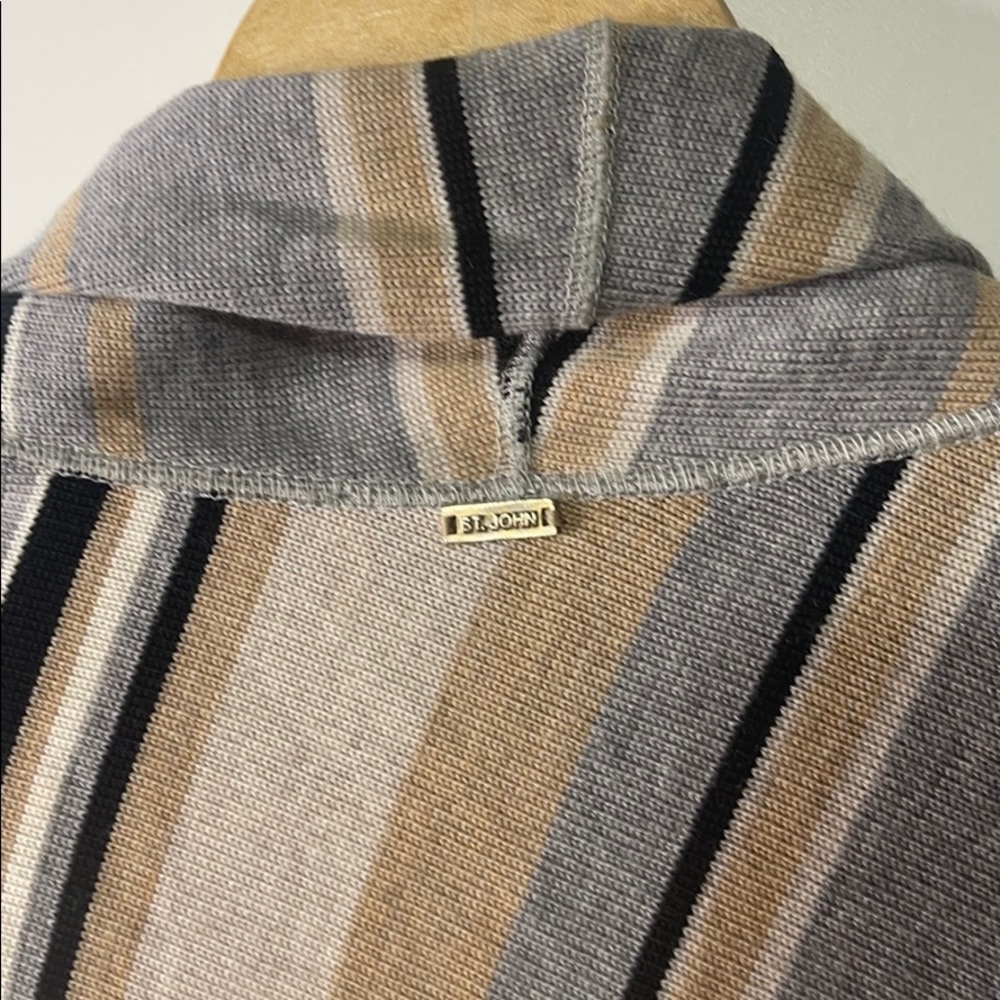 ST. JOHN 100%Wool Striped Open Front Cardigan/Wrap - Picture 7 of 9